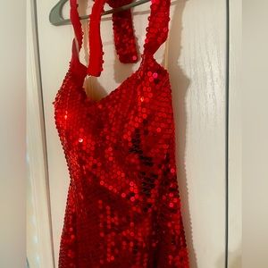 Red sequin dress